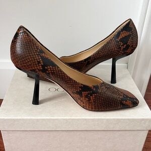 Jimmy Choo Brown Snake-Print Pointed Toe Pumps - Size 10